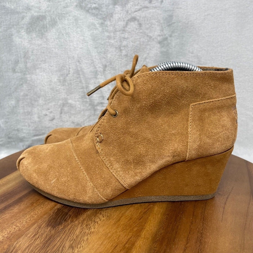 Bobs by Skechers Booties 7.5 Chestnut Brown Desert Wedge Suede High Notes 34285